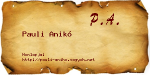 Pauli Anikó névjegykártya